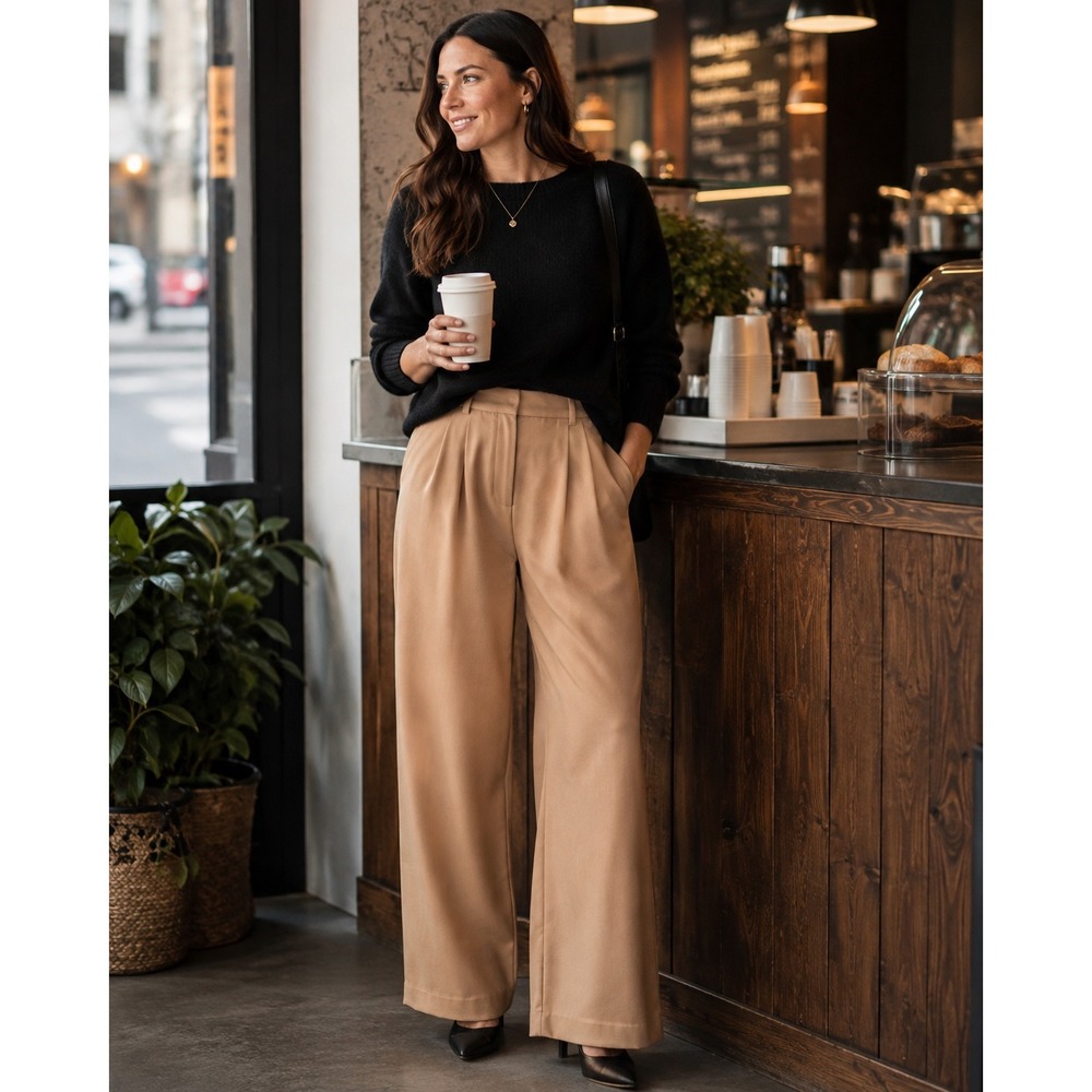 Abercrombie & Fitch Sloane Tailored Wide Leg Pants Women 16 33 Tan Pleated New